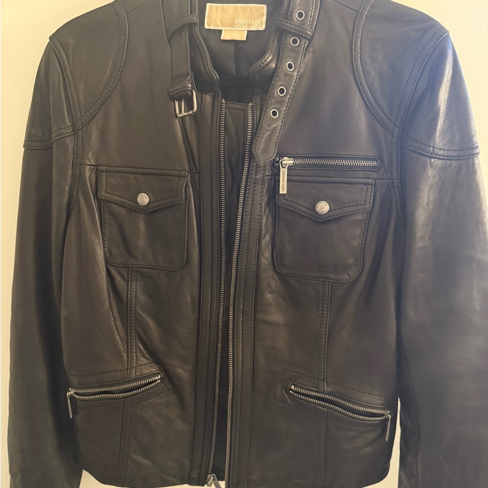 Michael Kors Brown Jacket Super, Super Soft High Quality Leather Stand Up Collar
